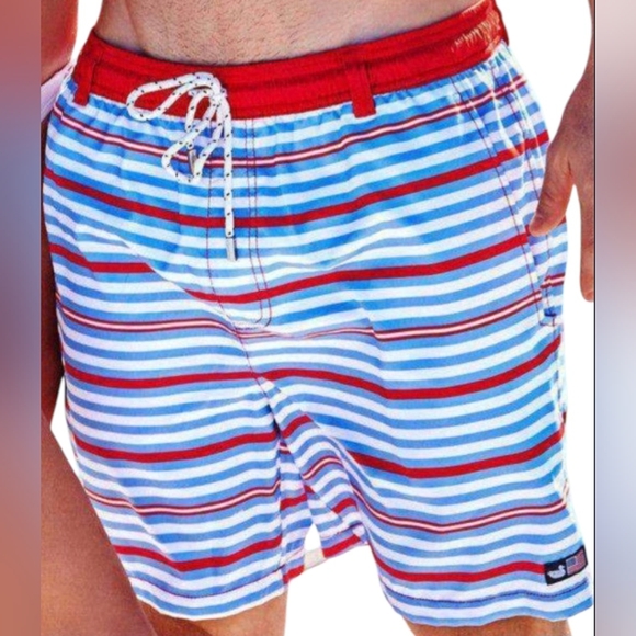 Southern Marsh Other - Southern Marsh Dockside Red White Blue America Patriotic Swim Trunks SZ Large